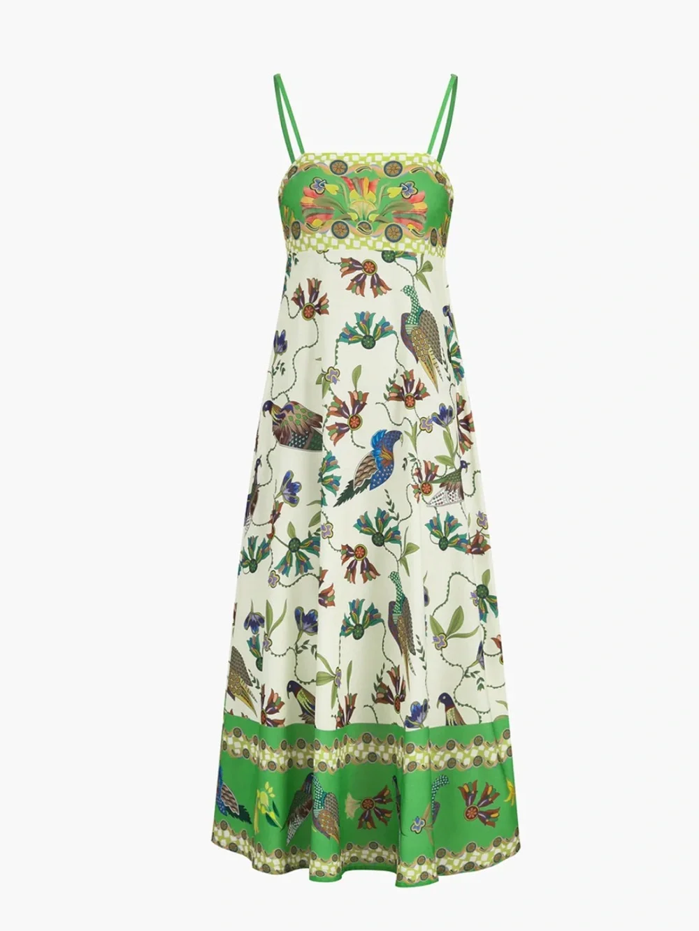 Commense Birdie Print Pockets Cami Long Dress Size Small NWT